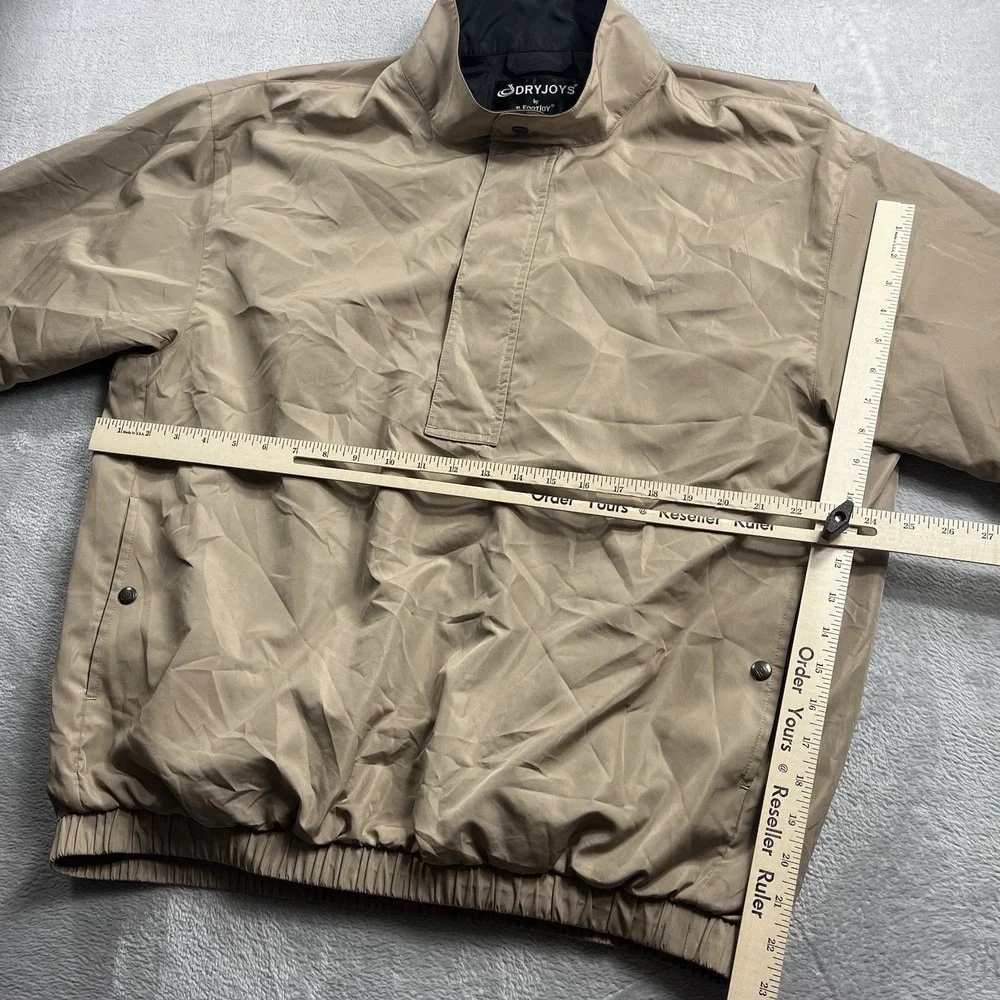 Footjoy Dryjoys Jacket Mens L Brown‎ Golf Windbreaker Caped Zip Snap Front VTG